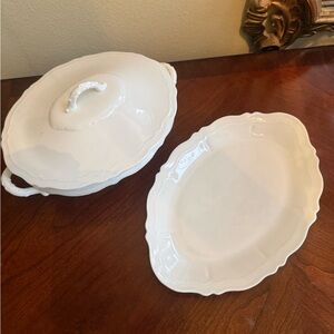 Elegant vintage Royal Austria white porcelain White Porcelain Serving Dish Set